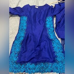 Indian Pakistani 3 piece designer 3 pieces dress with farshi shalwar